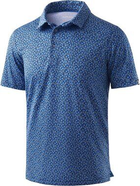 Men's Blue_floral Flowers Golf Shirt Short Sleeve Dry Fit Moisture Wicking Polo